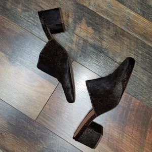 Madewell The Walker Brown Spotted Calf Hair Heeled Mule, Size 7